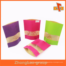 Biodegradable Full Color Printing Custom Brown Kraft Paper Snacks Bag